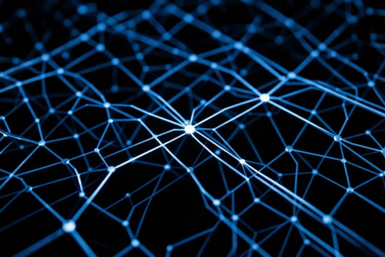 Diagrama abstrato de conexões digitais representando a presença online.