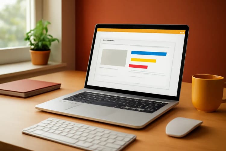 Como Criar sua Primeira Campanha? Imagem de um laptop com a tela mostrando a criação de uma campanha no Google Ads.