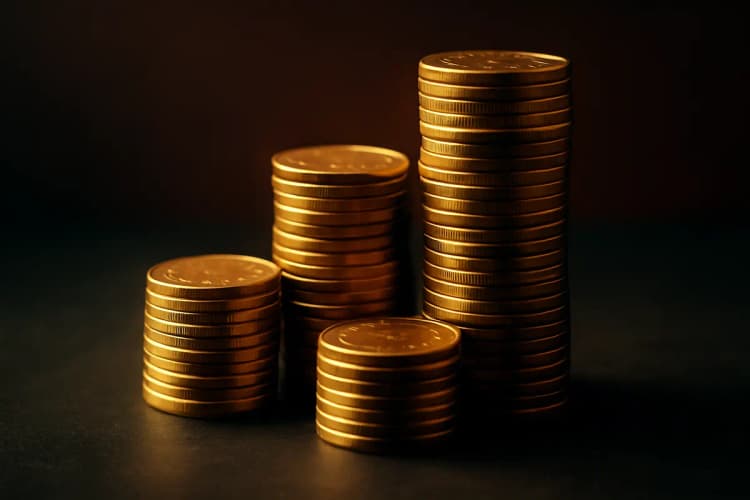 Quanto Custa Fazer Tráfego Pago no Google? Imagem de moedas e notas de dinheiro empilhadas.