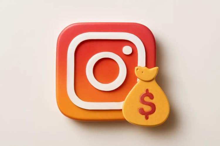 Quem tem 1.000 seguidores no Instagram ganha dinheiro? Ícone de dinheiro e perfil.
