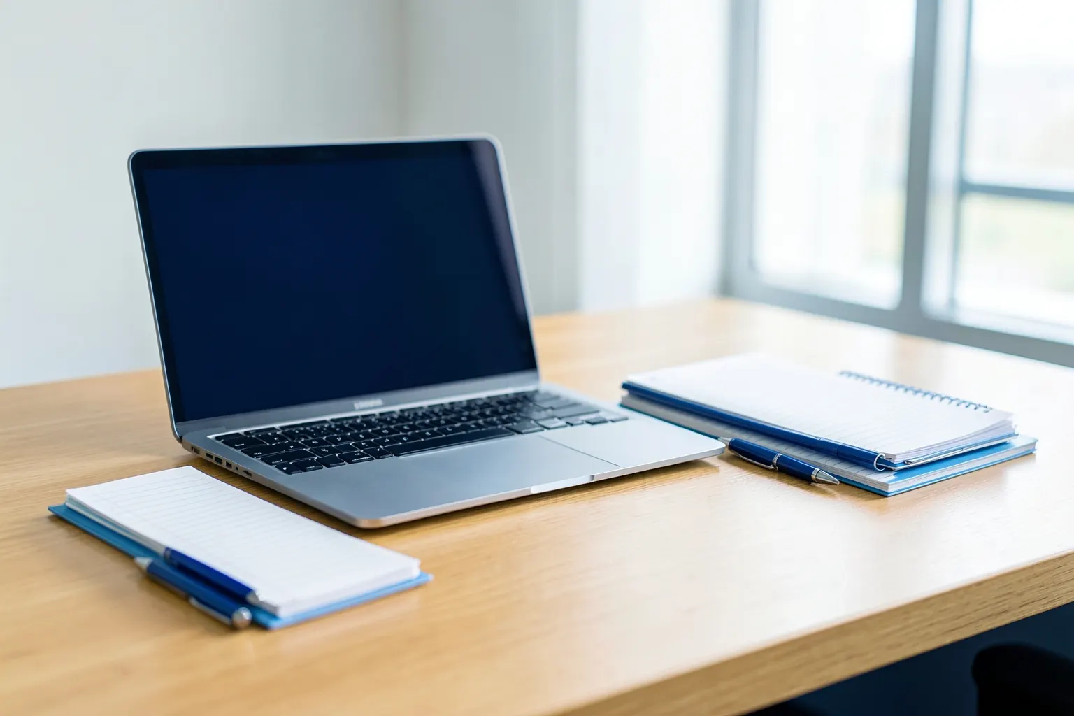 Advogado trabalhando em escritório moderno com livros e computador