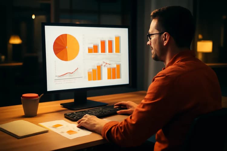 computador com planilhas e gráficos de investimento em tráfego pago