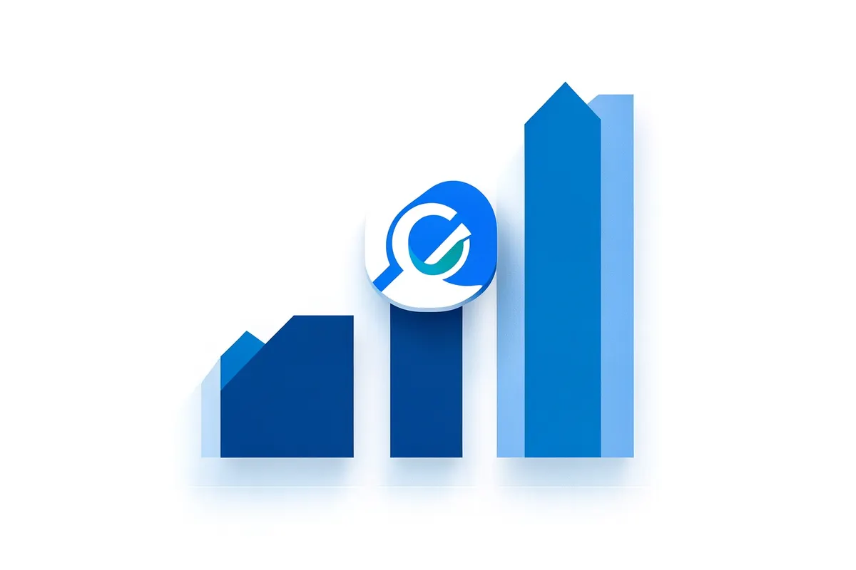 Gráfico de barras mostrando crescimento de clientes com ícone do Google Ads.