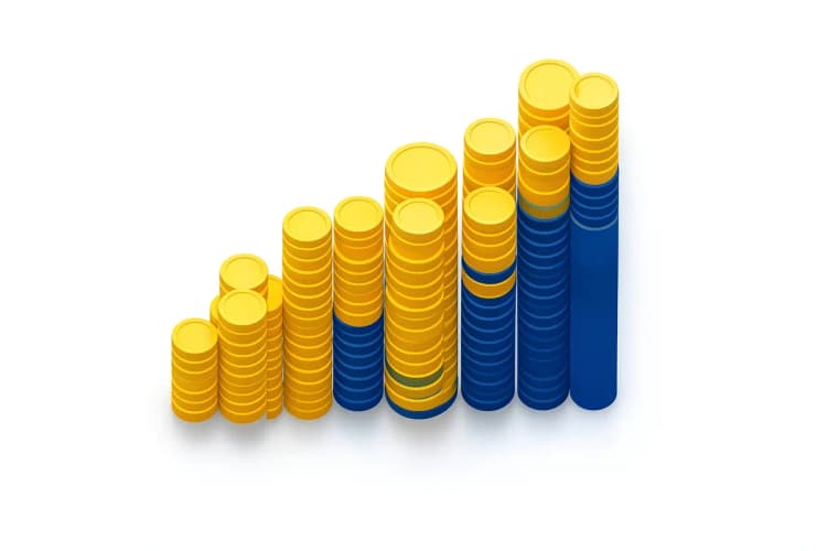Gráfico de barras simulando crescimento de resultados de anúncios.