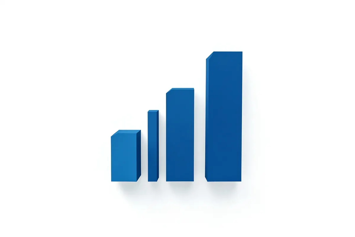 Gráfico de barras mostrando crescimento de captação de clientes