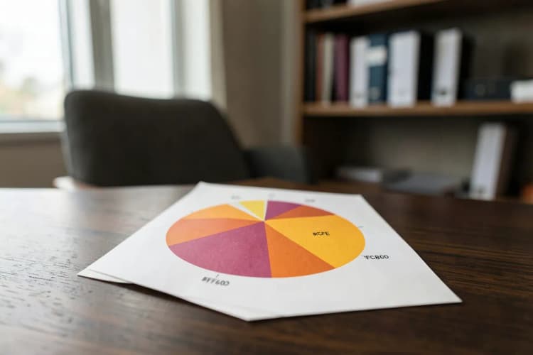 Um gráfico de pizza mostrando a alocação de orçamento entre diferentes plataformas de publicidade digital.