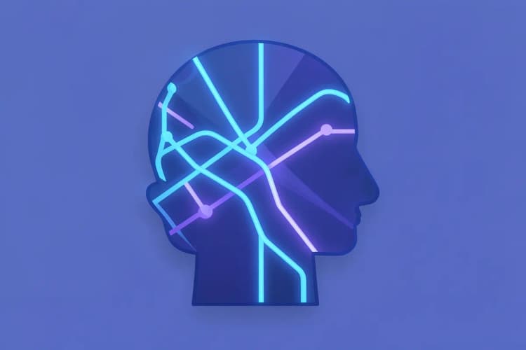 Representação visual de inteligência artificial conectada a um cérebro humano.