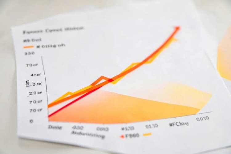 Um gráfico de linha comparando o alcance e o custo da publicidade tradicional versus a digital, com a linha digital mostrando um crescimento mais acentuado.