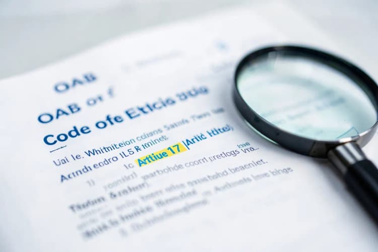 Artigo 17 do Código de Ética da OAB em destaque.