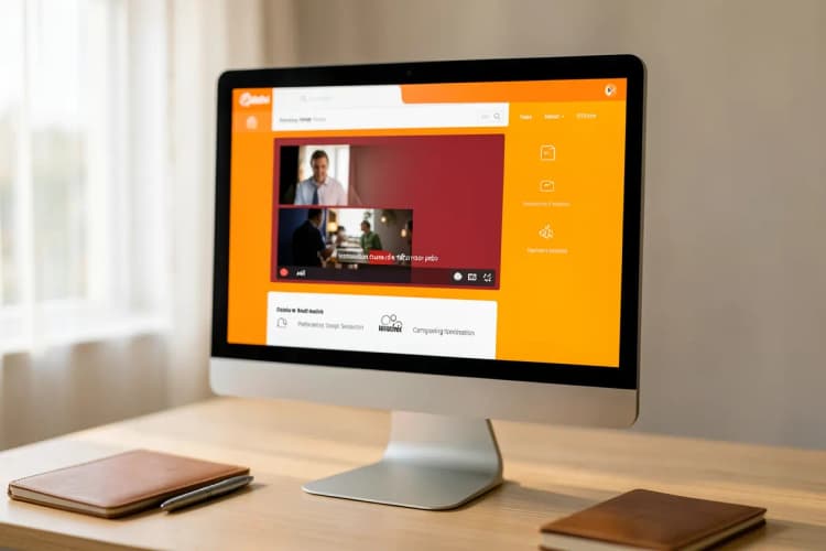 Tela de computador exibindo um curso de tráfego pago online