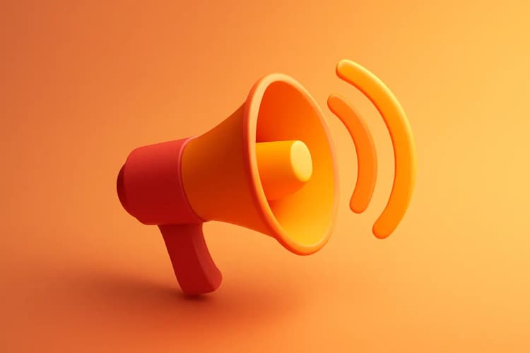 Ilustração de um ícone de megafone representando o alcance de anúncios no Instagram